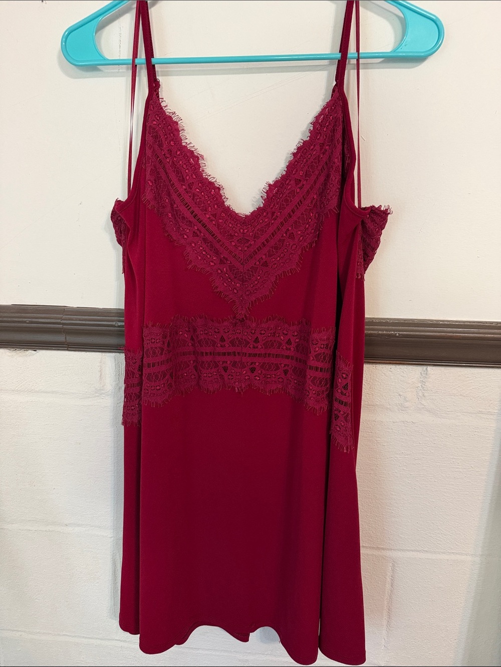 Express Wine Lace-Trim Slip Cami